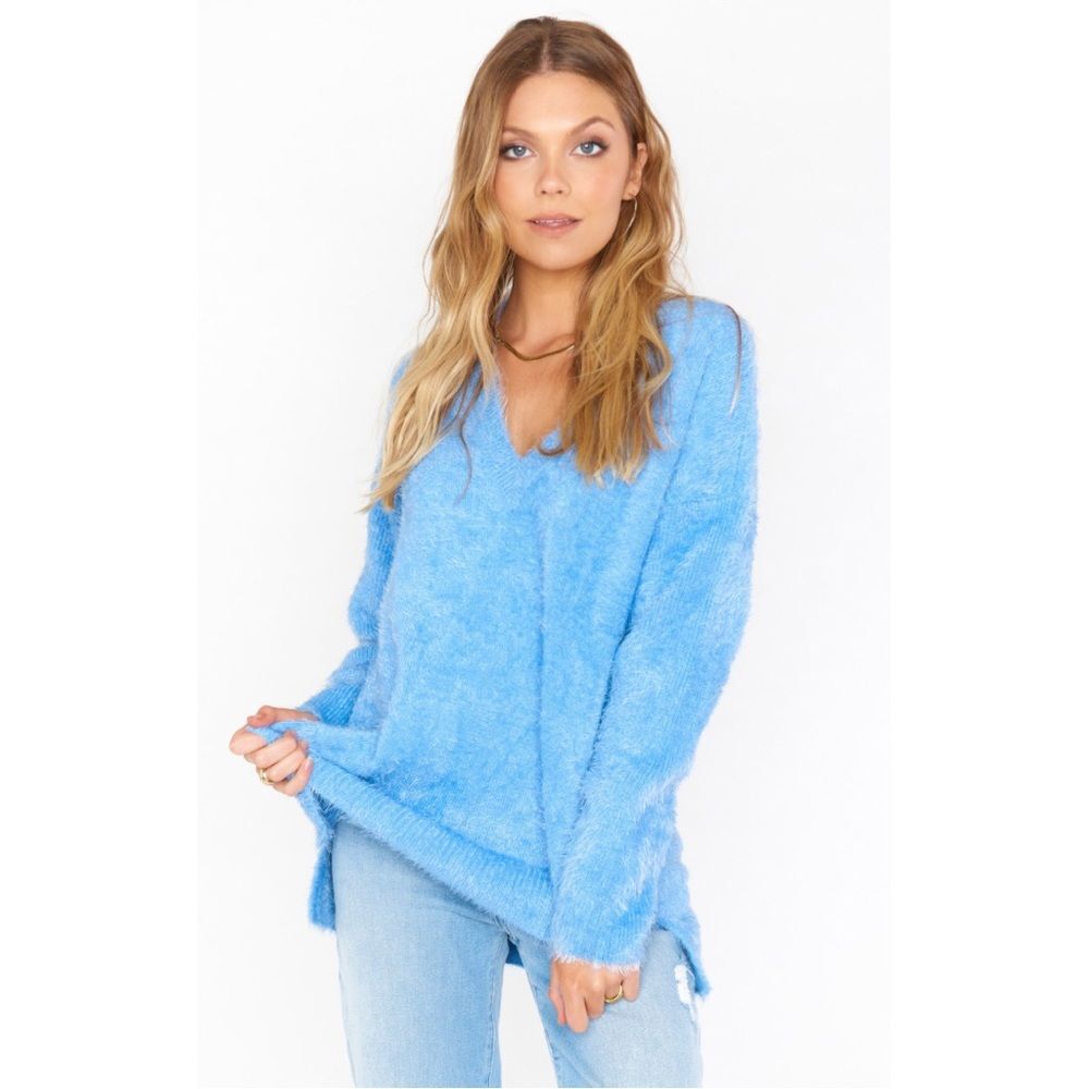 Show Me Your Mumu Light Blue Cozy Forever Sweater Size Small Winter Soft